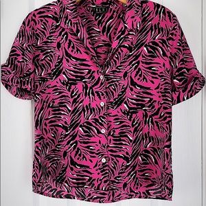 Women’s Small Print Button Blouse